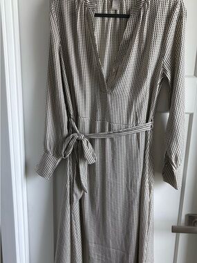 Women's Cream and Black Patterned  Dress